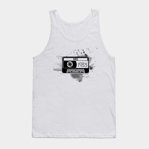 1983s Vintage, 83s Black Cassette Tank Top by Degiab